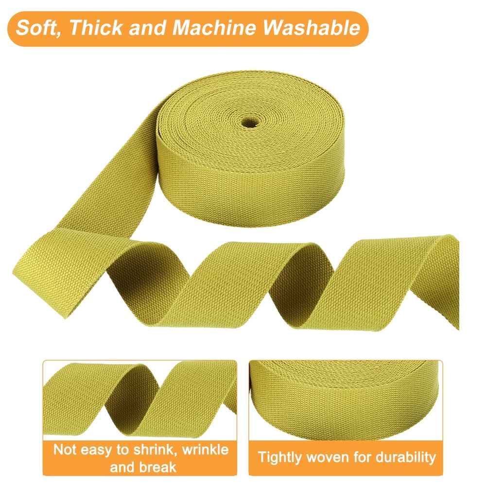 Cotton Webbing 2 Inch 11 Yard Polyester Cotton Webbing Strap, Yellow