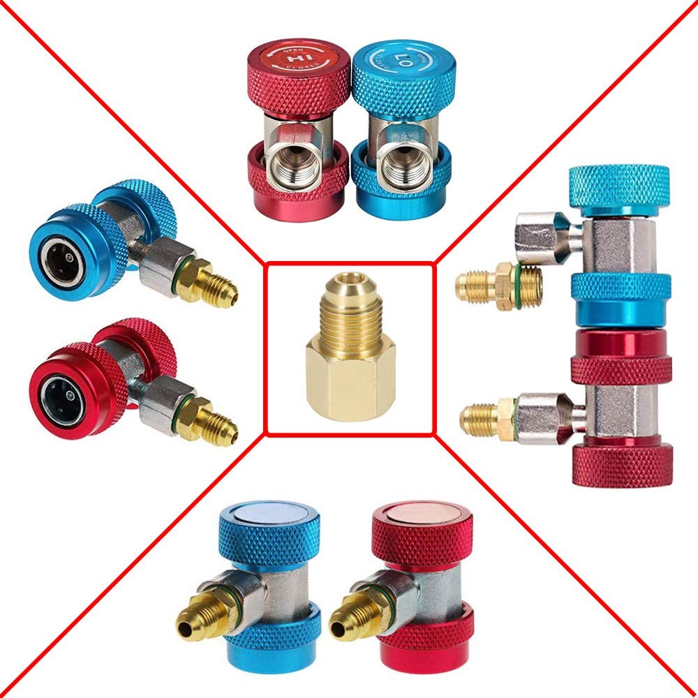 R134a Quick Coupler High Low Conversion Adapter Fittings Refrigerant Tool