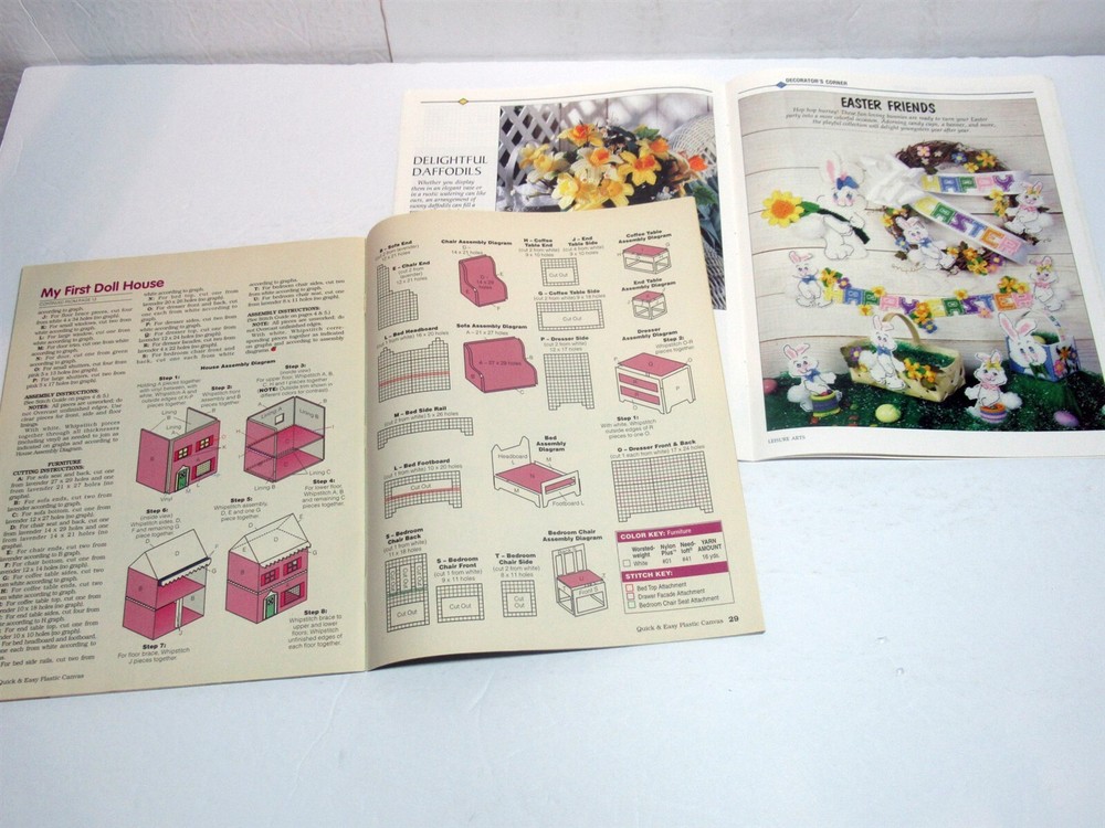 Lot 10 Vtg Plastic Canvas + Quick & Easy Pattern Magazines Pattern dollhouse