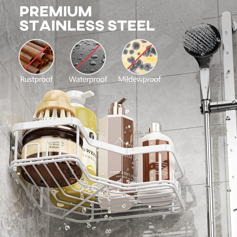 MAXIFFE Shower Caddy Organizer, 3-Pack Corner Organizer White