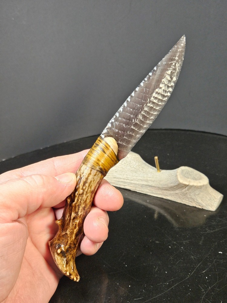Translucent Rainbow Obsidian Knife Flintknapping Art Arrowheads Native Dance
