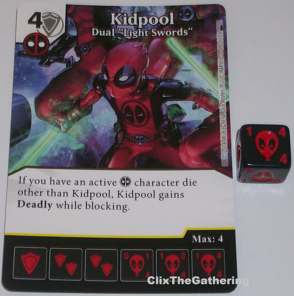 KIDPOOL: DUAL "LIGHT SWORDS" 98 Deadpool Dice Masters Rare
