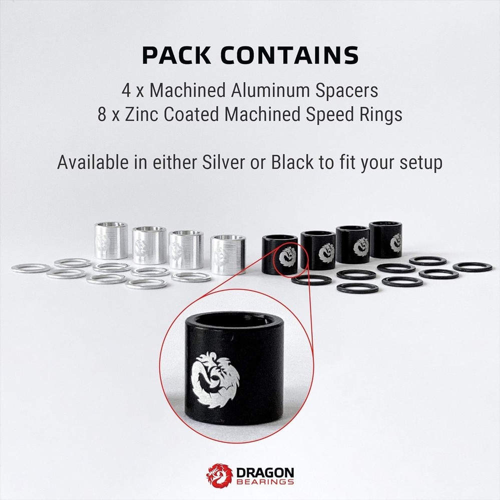 Ultimate Skateboard Hardware - 4 Spacers & Speed Rings for Enhanced Performance