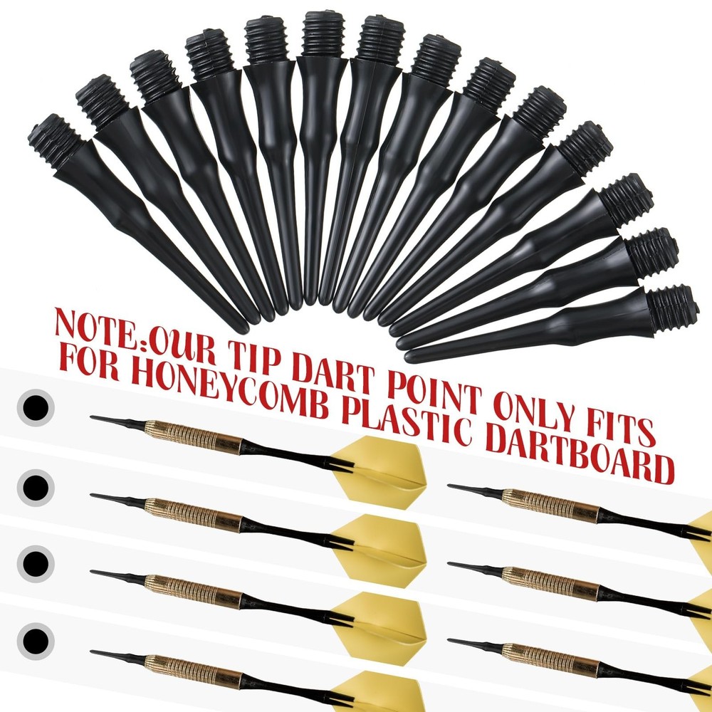 200 Pack Soft Tip Dart Points 2BA Thread Plastic Replacement VioraWhite NEW