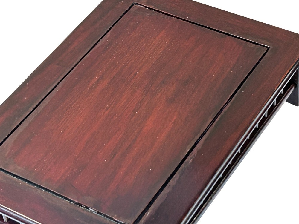 7" Brown Rectangular Simple Bar Pattern Wood Display Stand Riser st1014B