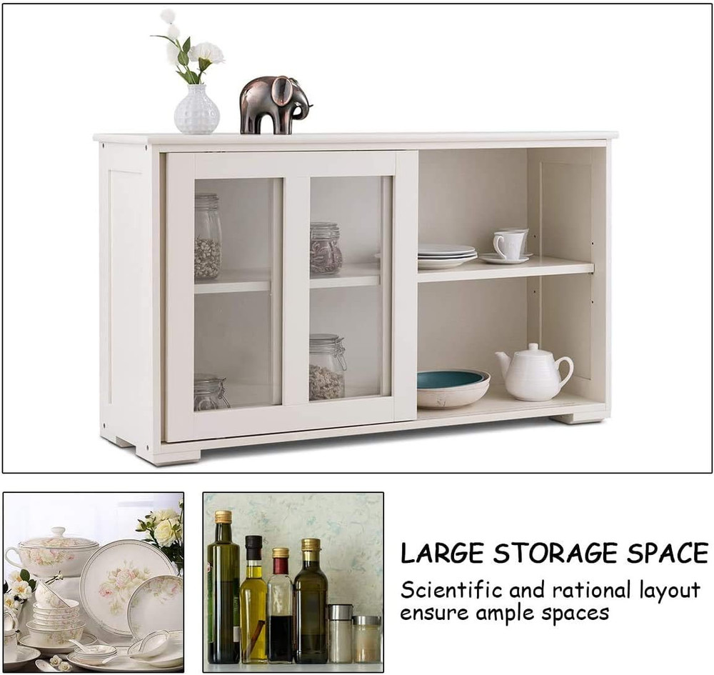 Kitchen Storage Cabinet Sideboard, Stackable Buffet W/Height-Adjustable Shelf &