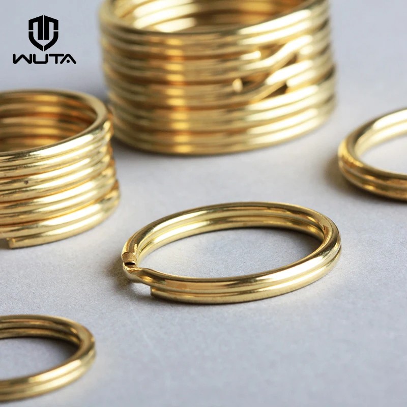 WUTA 10Pcs Solid Brass Key Rings Split Ring Round Key Holder Chain Hook Hardware