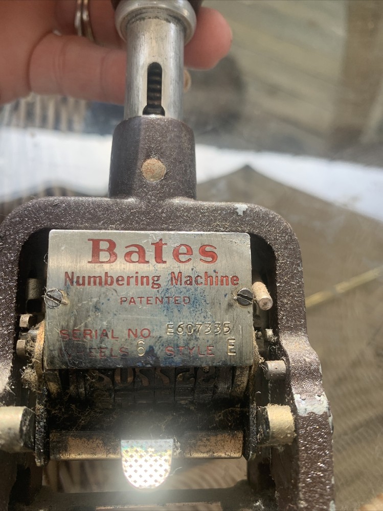 BATES NUMBERING MACHINE- VINTAGE 6 WHEELS STYLE E SETTINGS