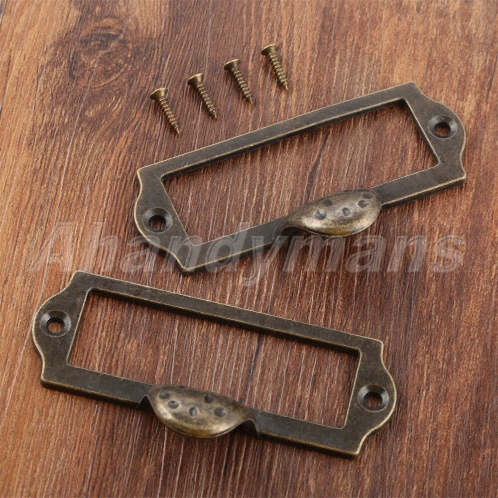 10PCS Antique Library File Cabinet Drawer Tag Label Pull Frame Name Card Holder