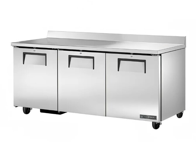 True TWT-72-HC 72" Solid Three Door Worktop Refrigerator, 19 cu ft