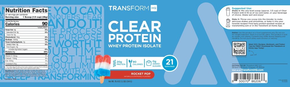 TransformHQ Clear Whey Protein Isolate (WPI) (Rocket Pop Flavored)