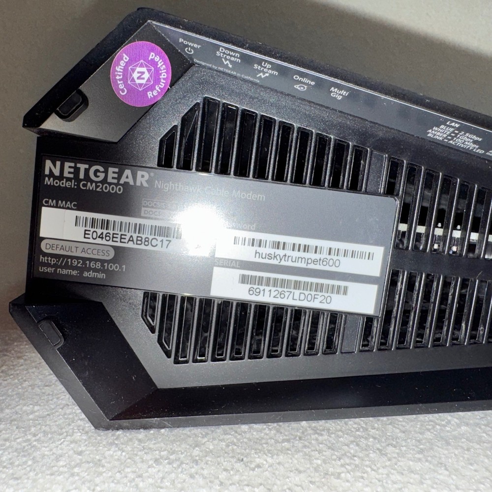 NETGEAR CM2000 Nighthawk DOCSIS 3.1 - 2.5 Gbps Internet Speed Cable Modem