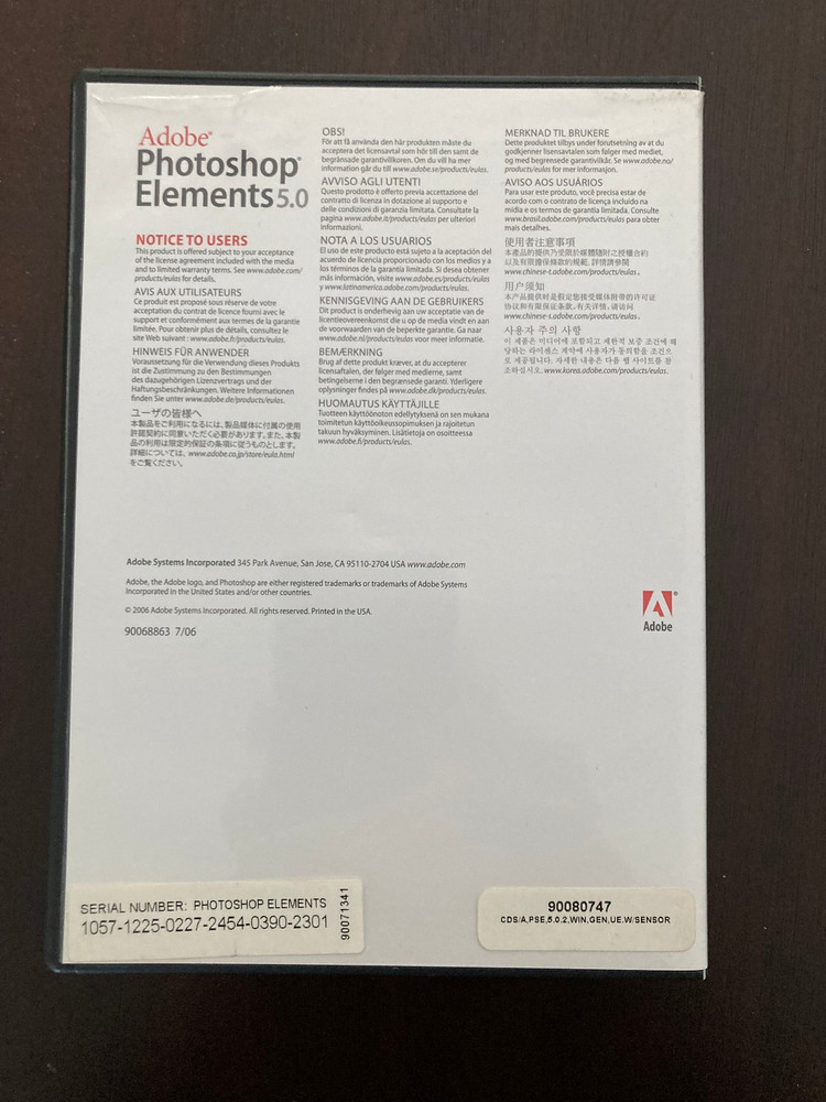 Adobe Photoshop Elements 5.0 Software - Photo Editor (Win XP, CD, PC) New Sealed