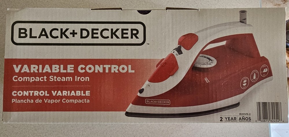 BLACK+DECKER Variable Control Compact Steam Iron Red Nonstick Soleplate IR20VR-2