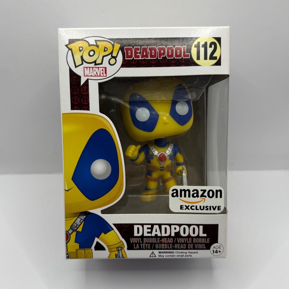 Funko Pop Marvel Deadpool 112 Yellow Blue Amazon Exclusive Vinyl Bobble-Head
