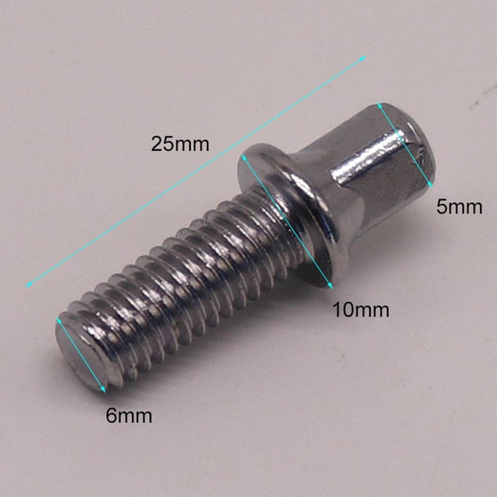 10x Drum Tension Rods M6x15 Deep Thread Replacement Bass Drum Hardware Set