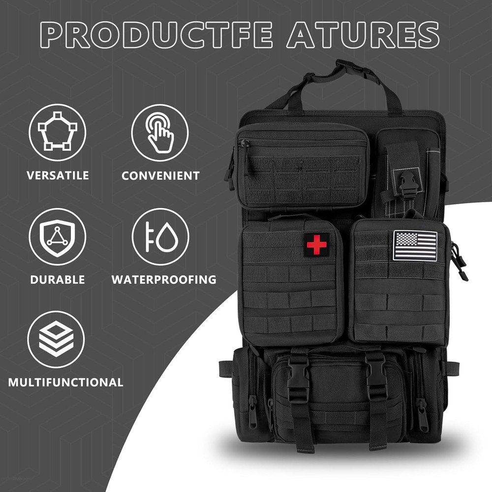 Tactical Car Seat Back Organizer Bag - Black-Regular, Black-Regular