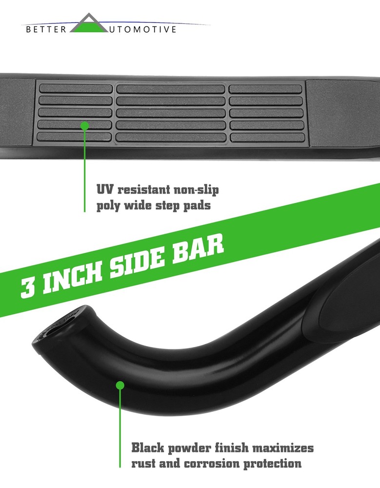 3" Side Steps for 01-18 Silverado 1500 Crew Cab Nerf Bars Running Boards Black