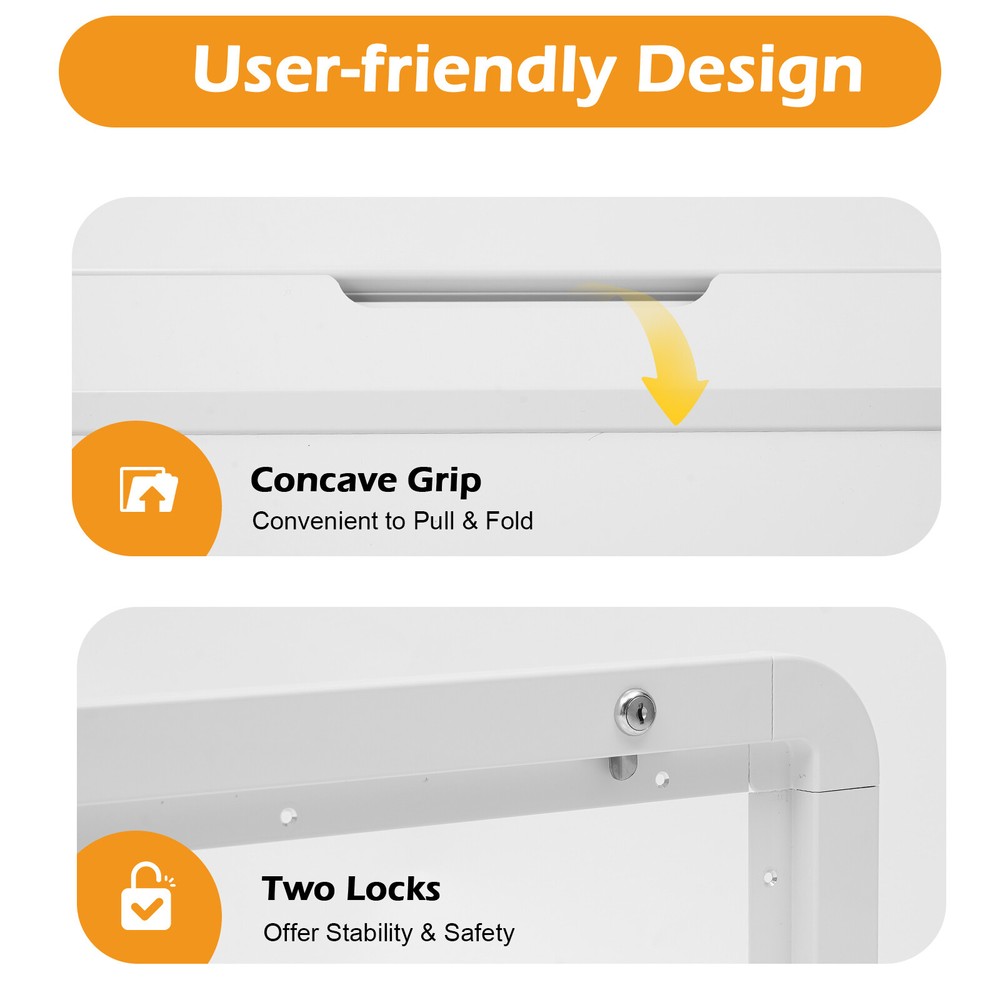 Wall Mount RV Caravan Picnic Folding External Table Aluminum White 800 x 450mm