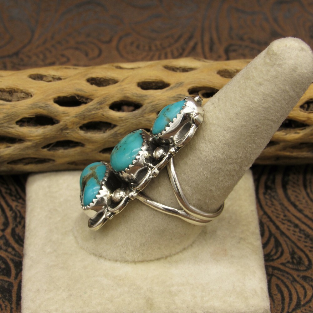 Southwest Sterling Silver & Turquoise Ring Size 9 1/4+