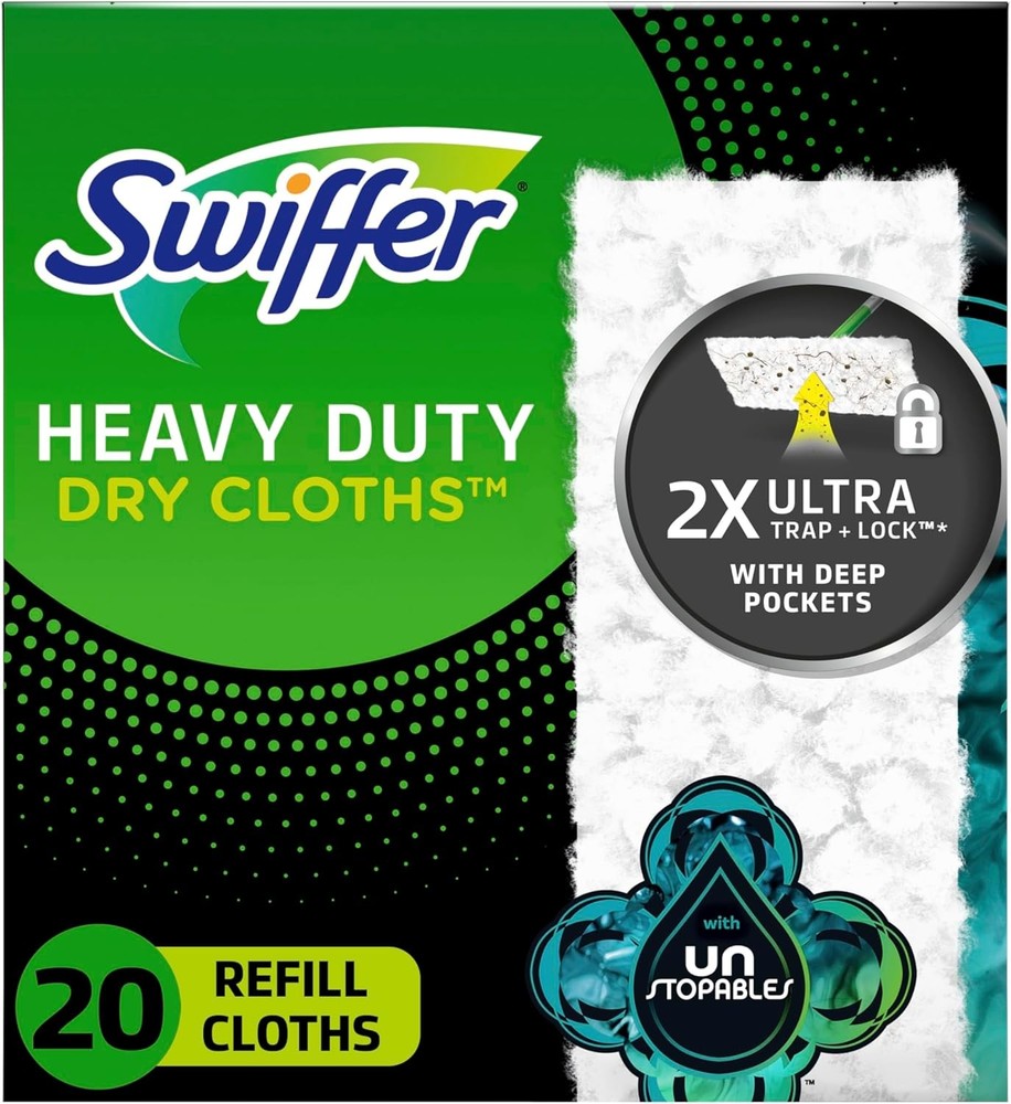 Swiffer Sweeper Heavy Duty Dry Multi-Surface Cloth Refills for Floor Sweeping an