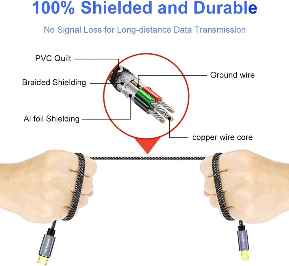 USB C Printer Cable 20 ft, Type C to 2.0 B 20 Black