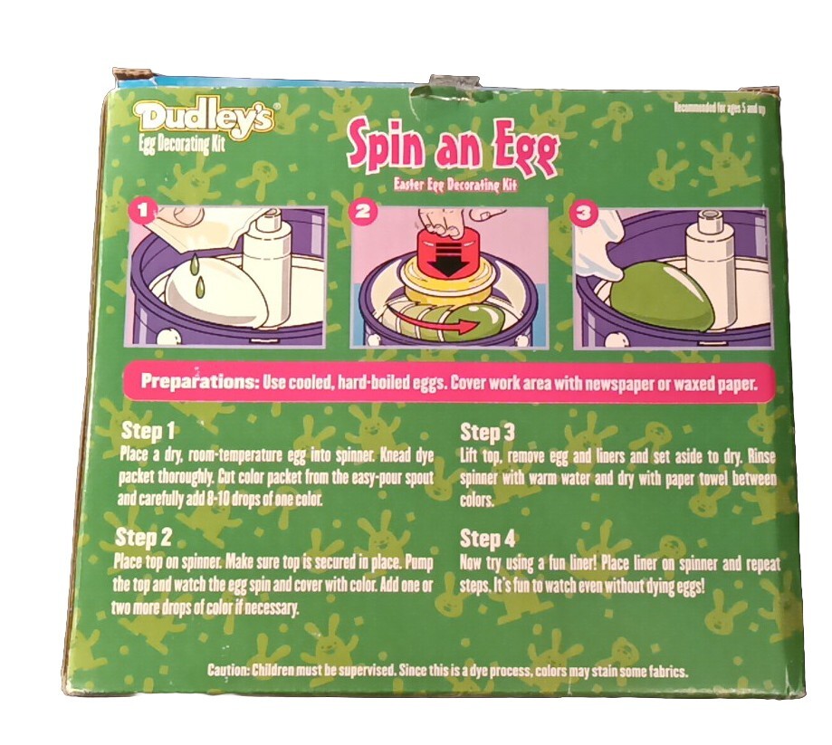 Dudley's Spin An Egg Decorating Kit - Easter Egg Dye Kit - 4 Refill Packs