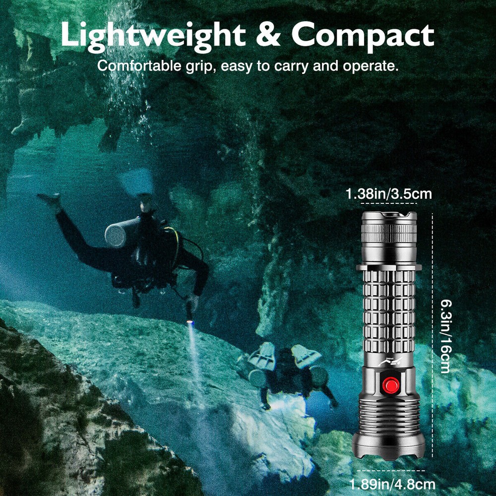 Underwater 328ft Professional Diving Flashlight Waterproof Dive Scuba Torch Lamp