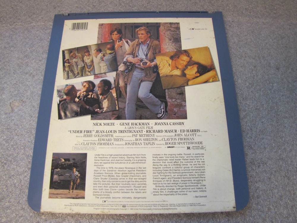 Under Fire, CED RCA SelectaVision VideoDiscs