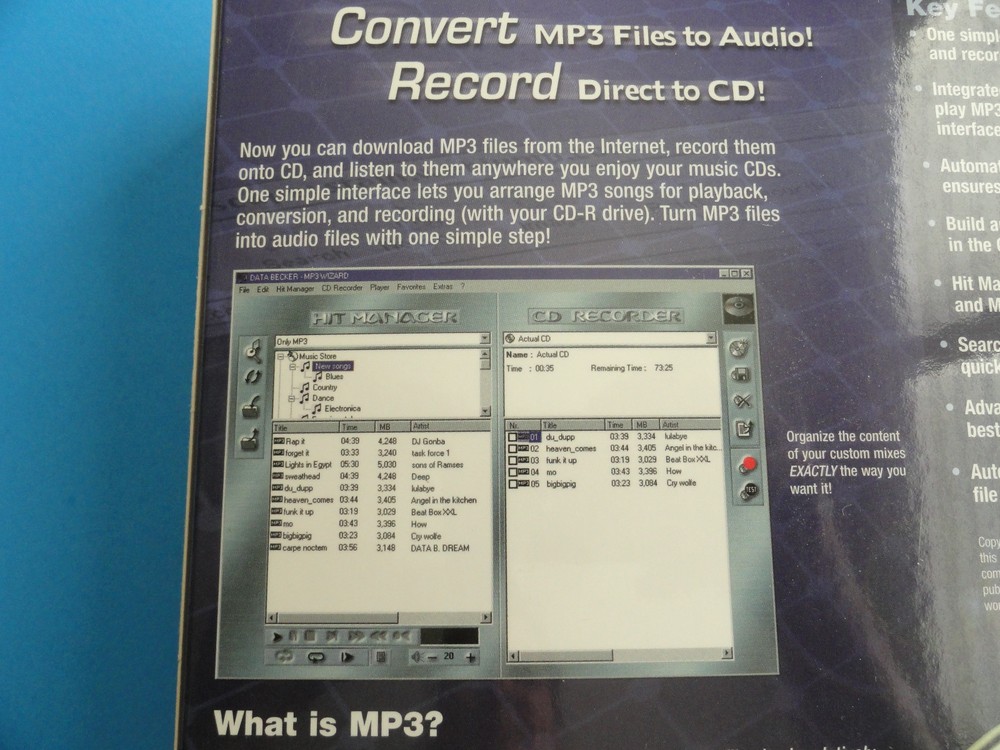 MP3 WIZARD - DATA BECKER - WIN 95/98 - TURN MP3 FILES TO CDs -- CLEAN