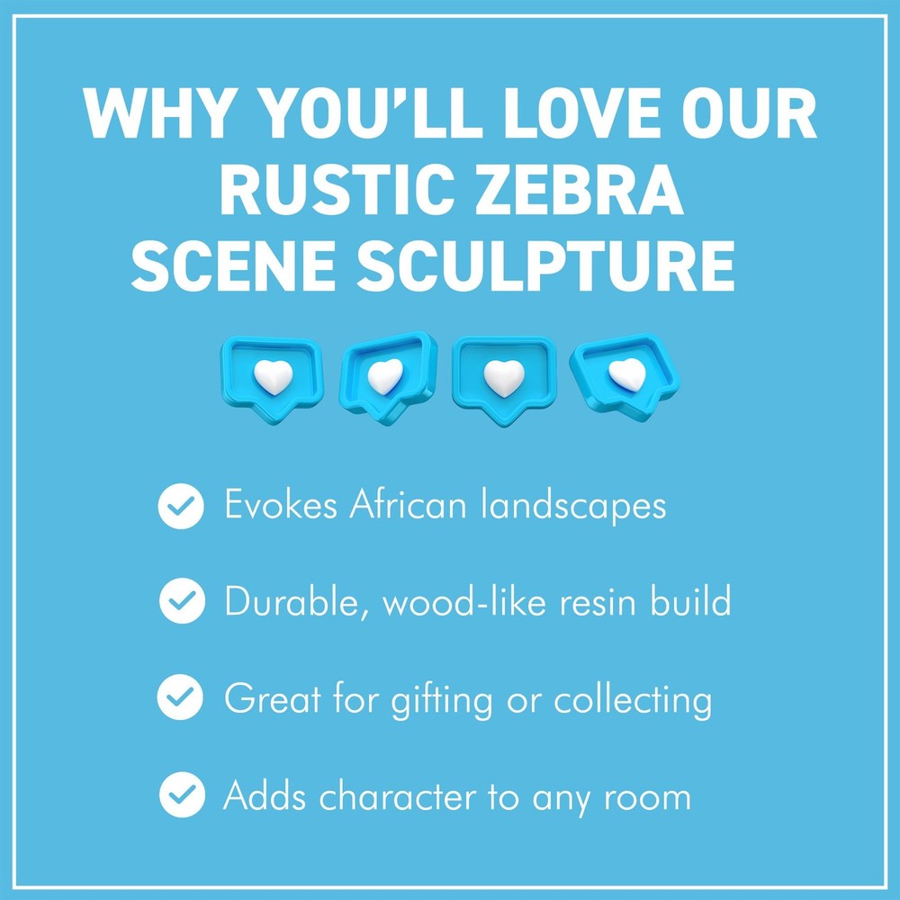 𝗭𝗘𝗕𝗥𝗔 𝗦𝗖𝗘𝗡𝗘 Resin Wood Effect figurine Wildlife Decor