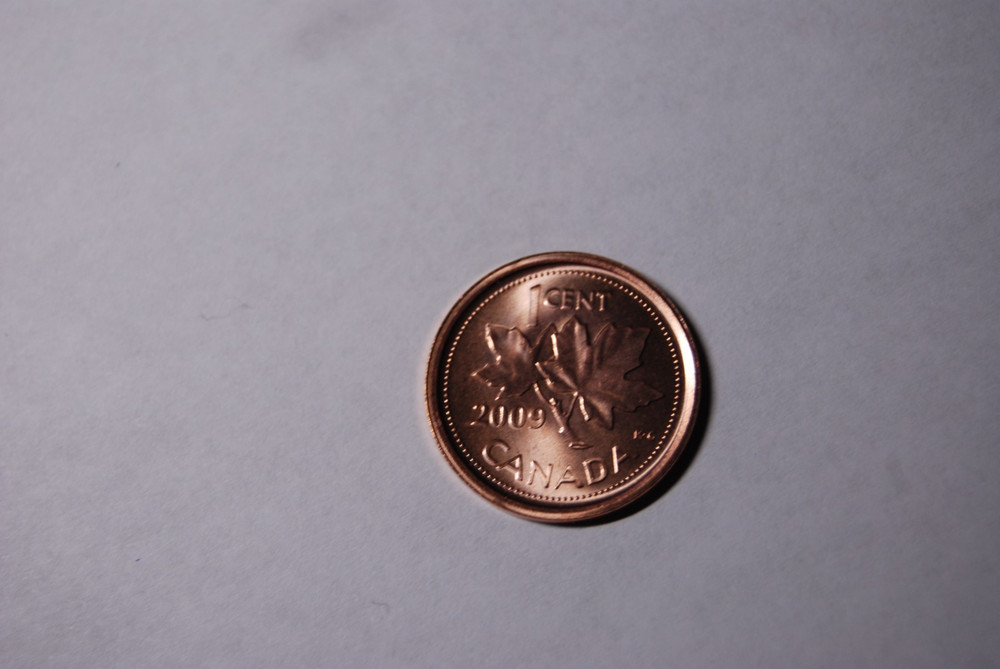 Canada  2009 Cent High Grade Strike Through Error