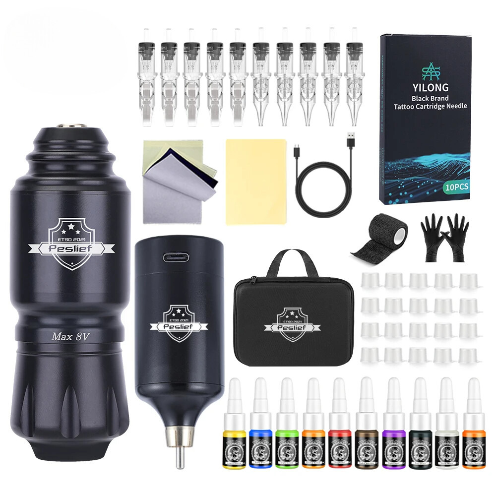 Wireless Tattoo Machine Kit Complete Tattoo Set Permanent Makeup Tool for Artist