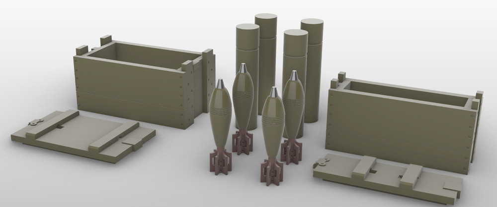 1/24 Scale Battleground US 81mm M1 Mortar - Ammo Set