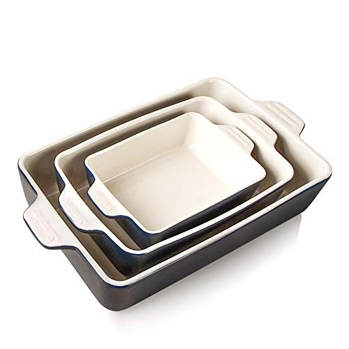 Ceramic Bakeware Set, Rectangular Baking Dish Lasagna Pans for Cooking, Navy