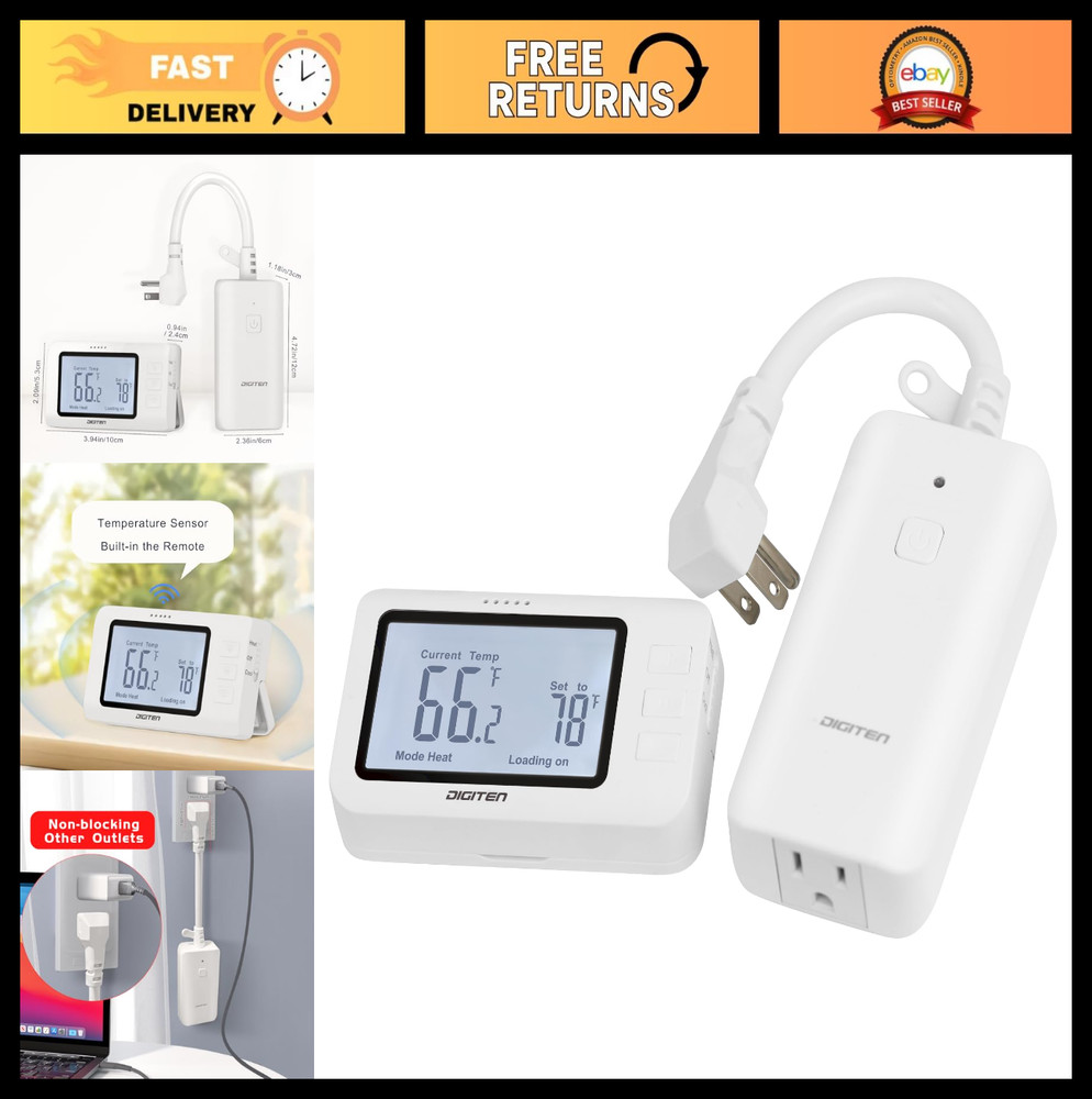 Remote Control Thermostat - Pre-Wired Temperature Controller for Heaters & AC, ℃