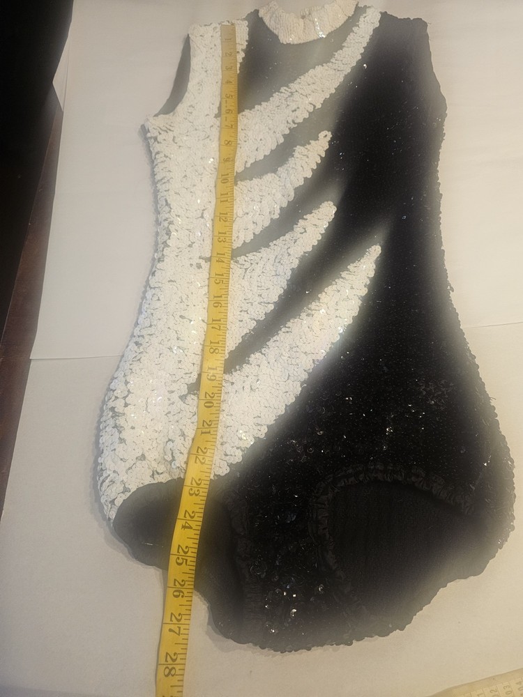 Black And White Sequin Unitard Jazz Dance Small/Medium