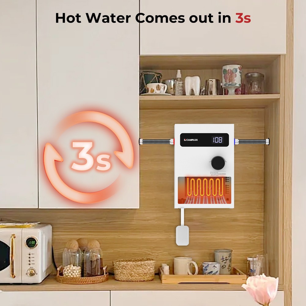 Camplux 11kW Electric Tankless Water Heater 240 Volt Instant Hot w/Side Connect