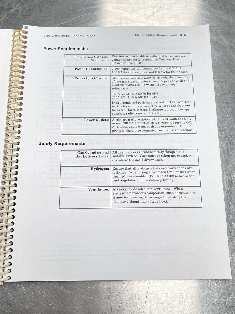 Perkin Elmer PE Auto System XL GC Gas Chromatography - Manual / Users Guide