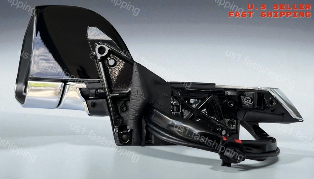 Black Left Driver Side Mirror Chrome Base for Tesla Model 3 2017 2018 2019-2023