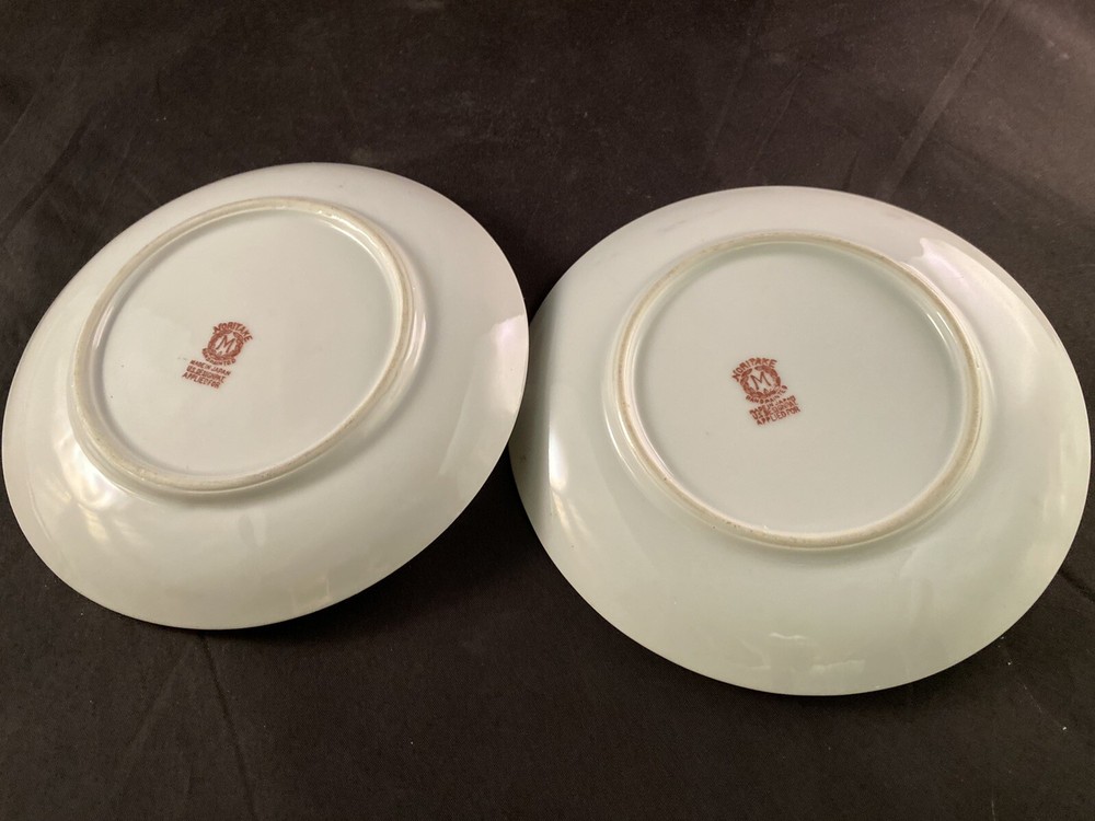 2 Antique Noritake Morimura Gold Embossed Floral Nappy Dish Pair