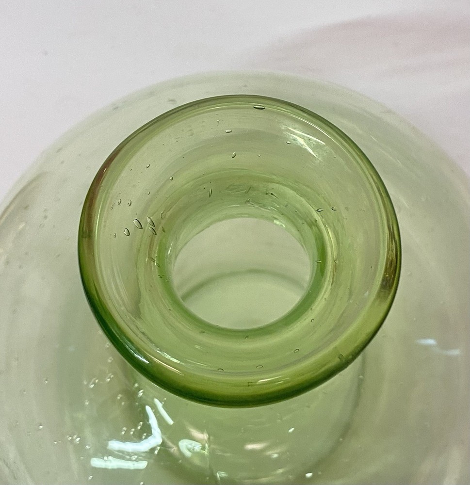Green Hand Blown Bottle/Vase 11 1/2”