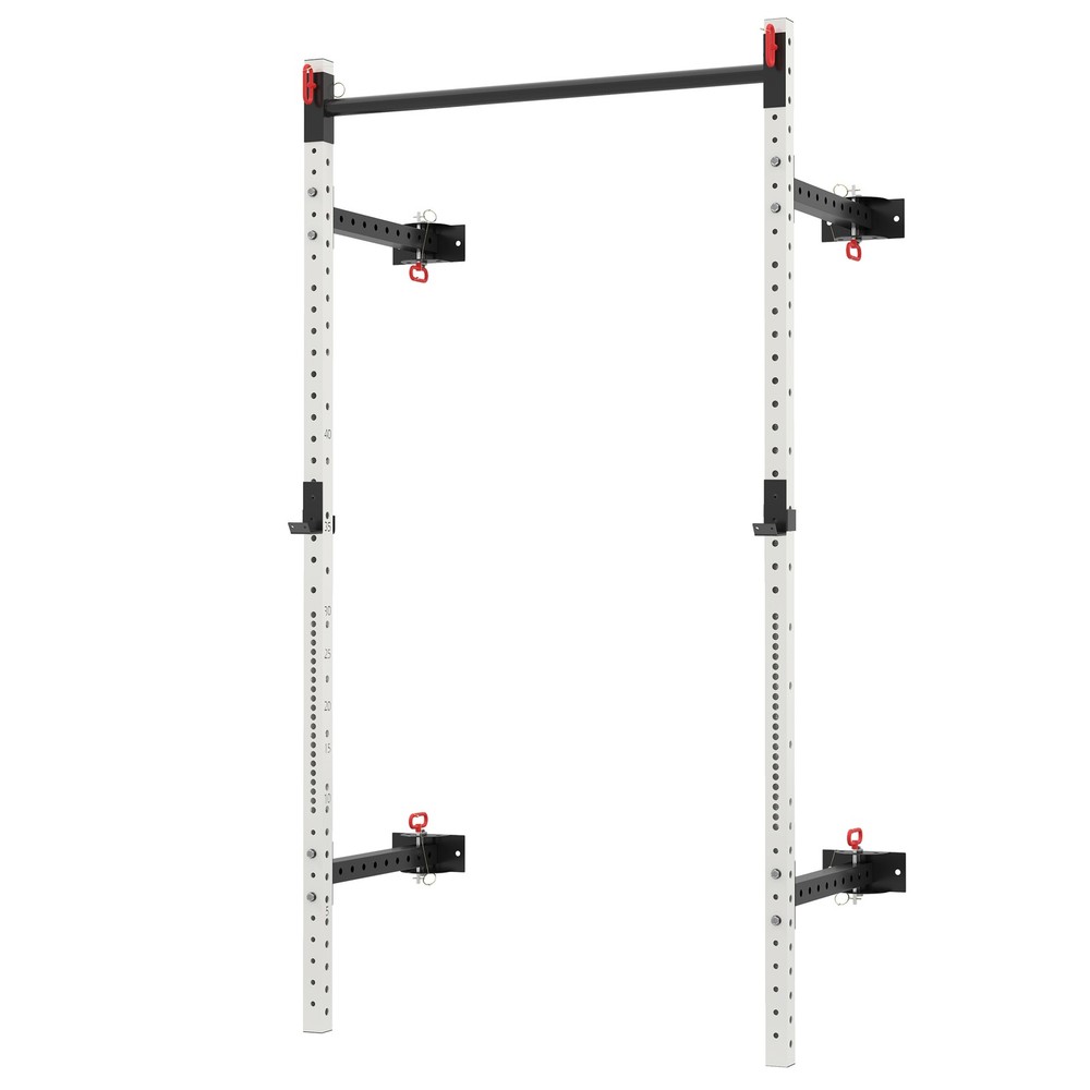 Folding Squat Rack with Pull Up Bar, 1000 Pounds Capacity, White