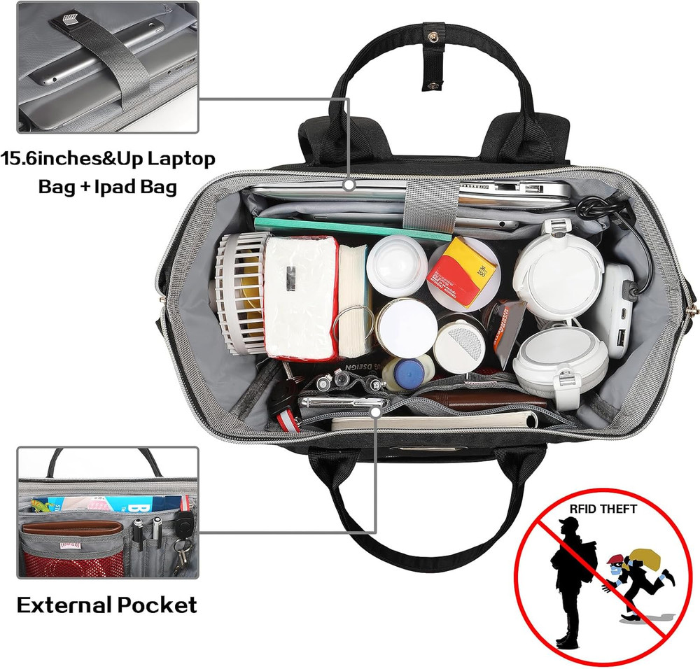Lunch Bag Backpack, Insulated Cooler Backpack Lunch Box Laptop Backpack with USB