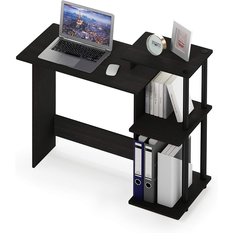 Sturdy Compact Writing Desk W/ CPU Storage Shelf & Elevated Printer Space New