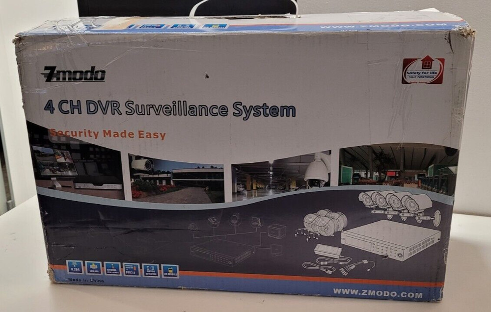 Zmodo 4 CH DVR Surveillance System  **Used**