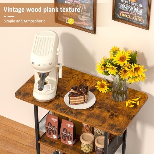 Mini Floor Standing Coffee Bar Shelf,3-Tier Small Coffee Table,Corner