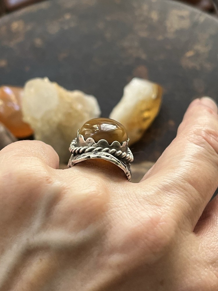 Handmade Sterling And Carnelian Statement Ring Size 7