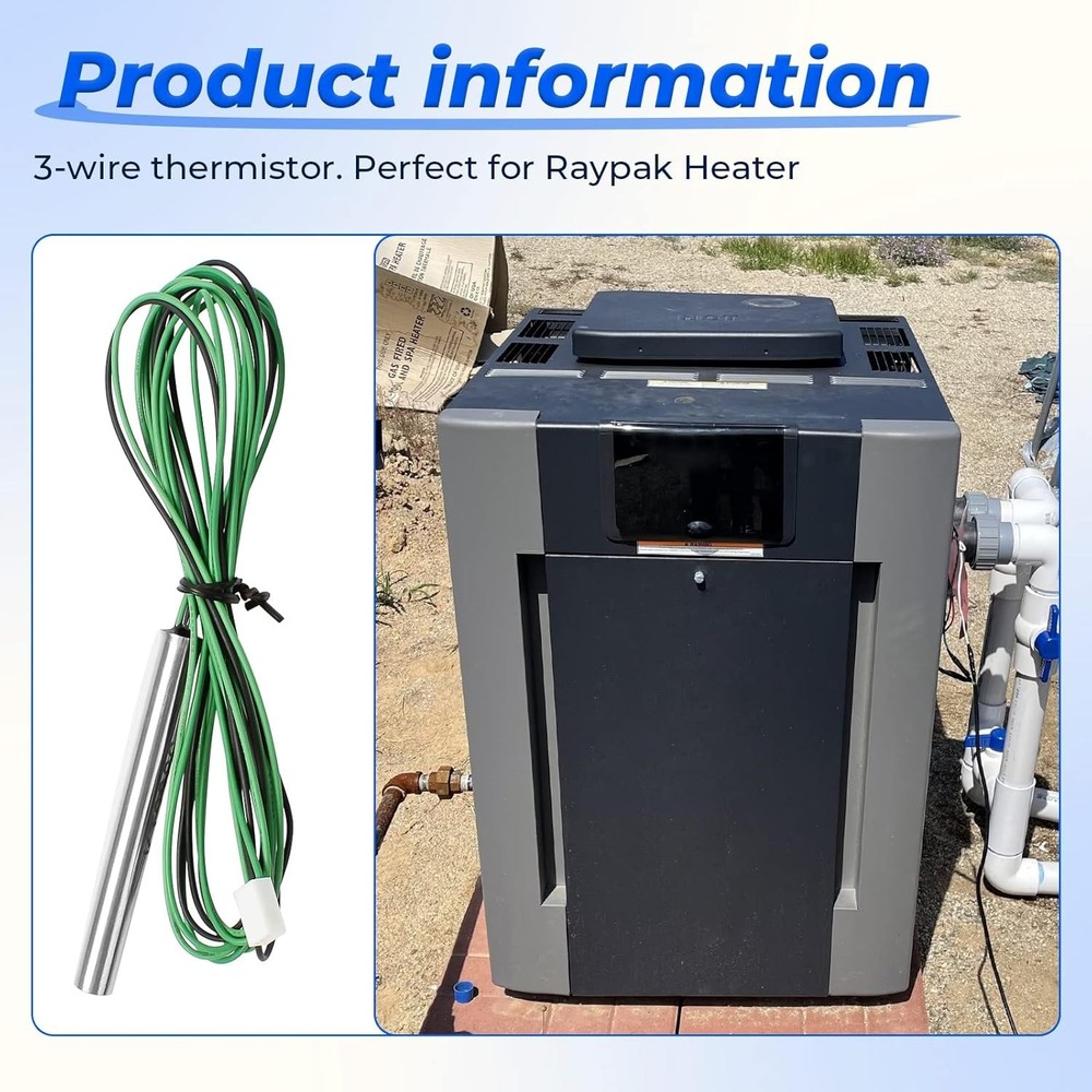 Raypak Compatible Pool Heater Sensor with ±10% Measurement, Durable Materials