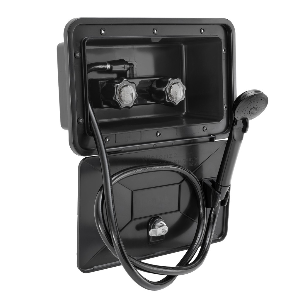 RV Exterior Outdoor Shower Box Kit Faucet Cowboy Shower Black